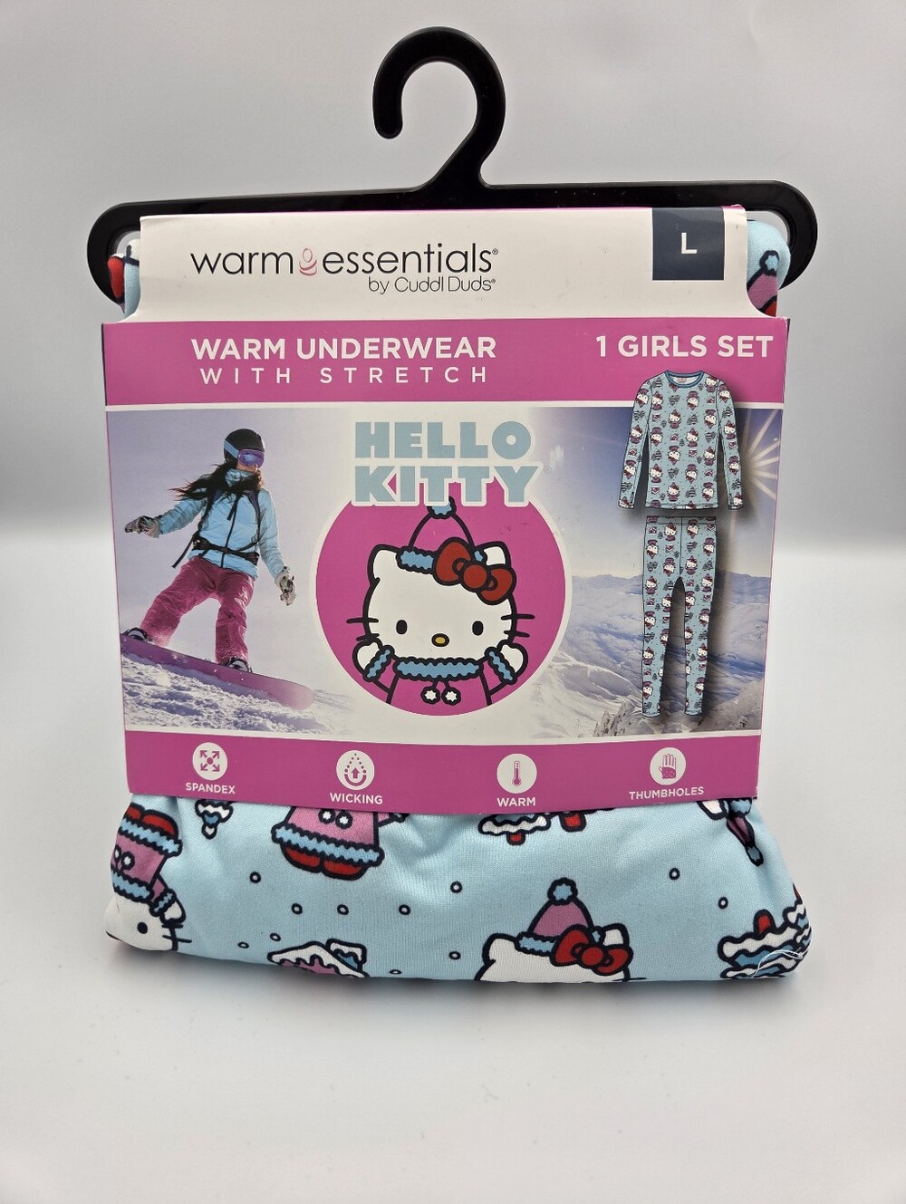Warm Essentials By Cuddl Duds Hello Kitty Girl Warm Underware Set Large (10/12)